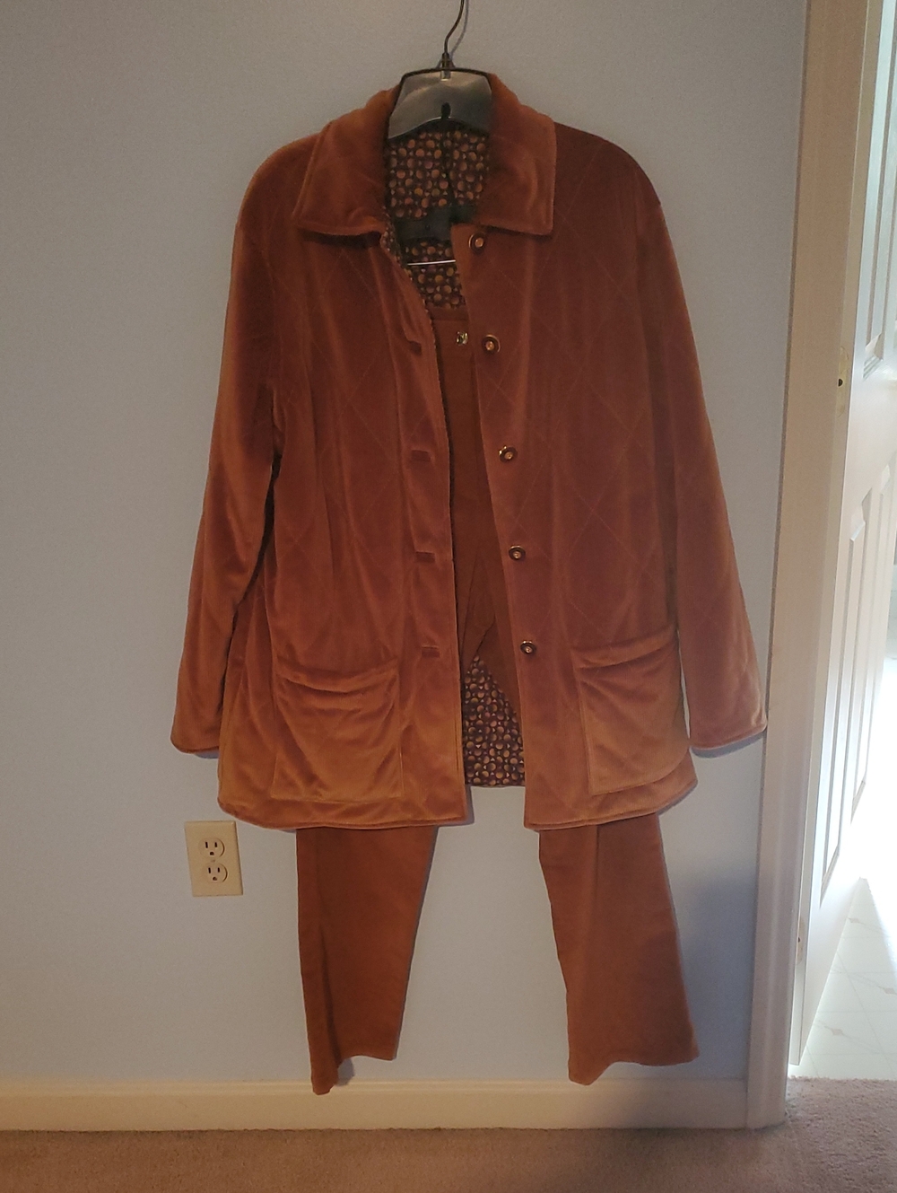 Vintage St. John Corduroy Piece in Warm Brown with Gold Plaque